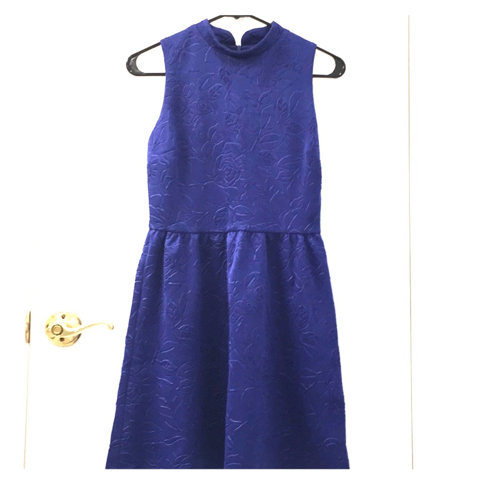 flower pattern, a-line, high neck dress